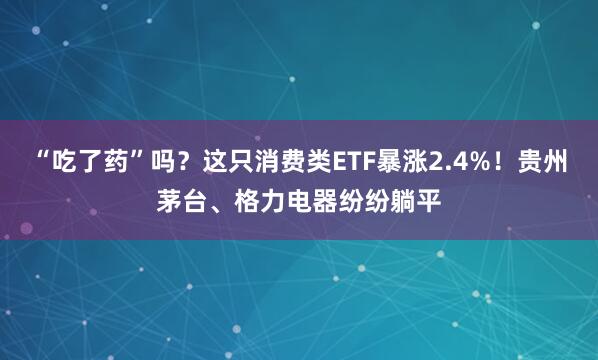 “吃了药”吗？这只消费类ETF暴涨2.4%！贵州茅台、格力电器纷纷躺平