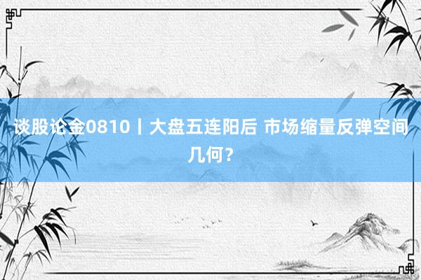 谈股论金0810丨大盘五连阳后 市场缩量反弹空间几何？