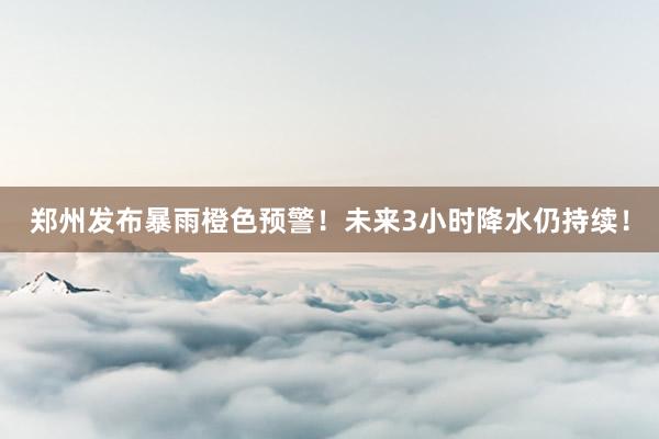 郑州发布暴雨橙色预警！未来3小时降水仍持续！