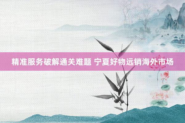 精准服务破解通关难题 宁夏好物远销海外市场
