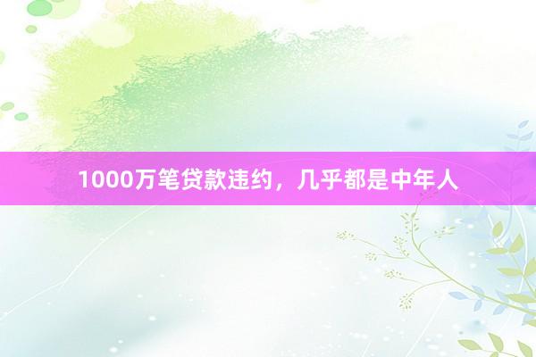 1000万笔贷款违约，几乎都是中年人