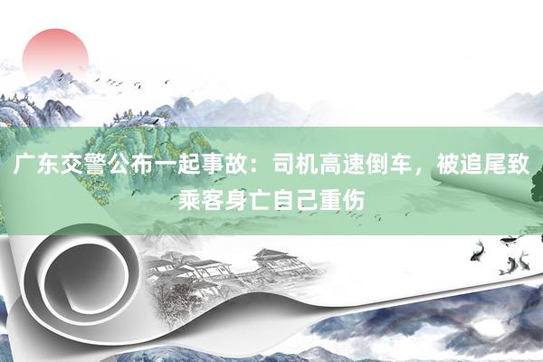 广东交警公布一起事故：司机高速倒车，被追尾致乘客身亡自己重伤