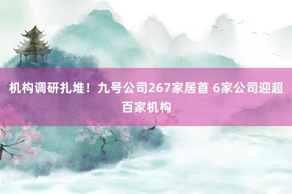 机构调研扎堆！九号公司267家居首 6家公司迎超百家机构