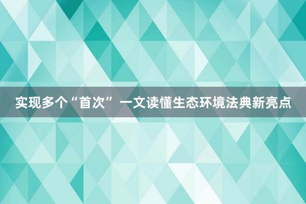 实现多个“首次” 一文读懂生态环境法典新亮点