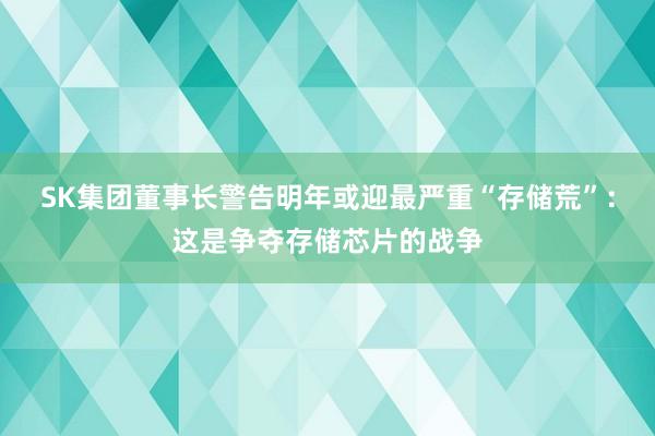SK集团董事长警告明年或迎最严重“存储荒”：这是争夺存储芯片的战争