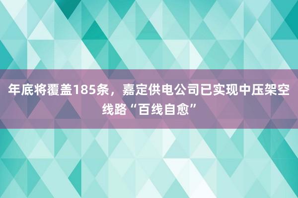 年底将覆盖185条，嘉定供电公司已实现中压架空线路“百线自愈”