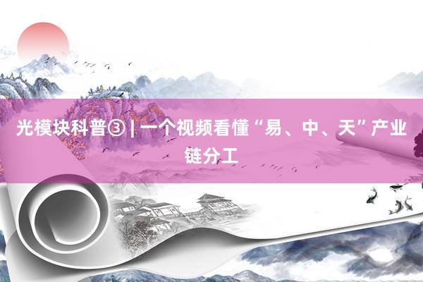 光模块科普③ | 一个视频看懂“易、中、天”产业链分工
