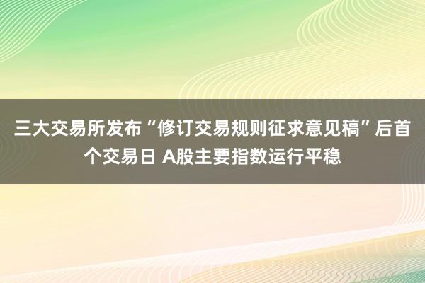 三大交易所发布“修订交易规则征求意见稿”后首个交易日 A股主要指数运行平稳