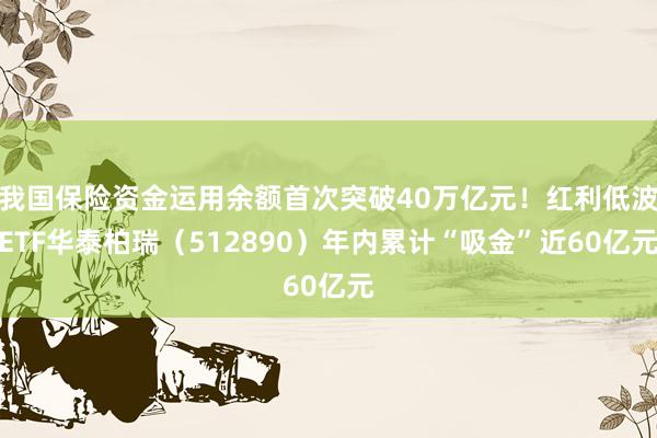 我国保险资金运用余额首次突破40万亿元！红利低波ETF华泰柏瑞（512890）年内累计“吸金”近60亿元
