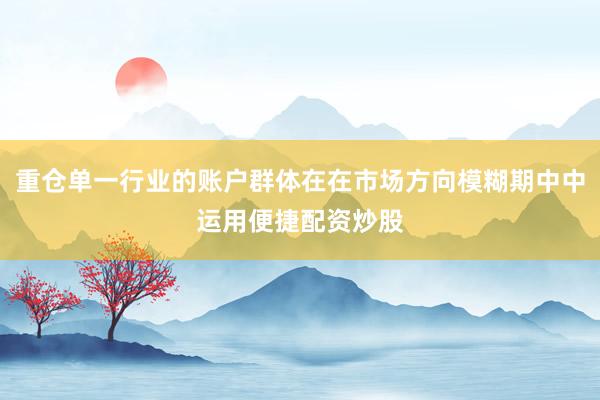 重仓单一行业的账户群体在在市场方向模糊期中中运用便捷配资炒股