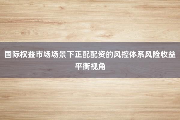 国际权益市场场景下正配配资的风控体系风险收益平衡视角