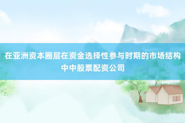 在亚洲资本圈层在资金选择性参与时期的市场结构中中股票配资公司