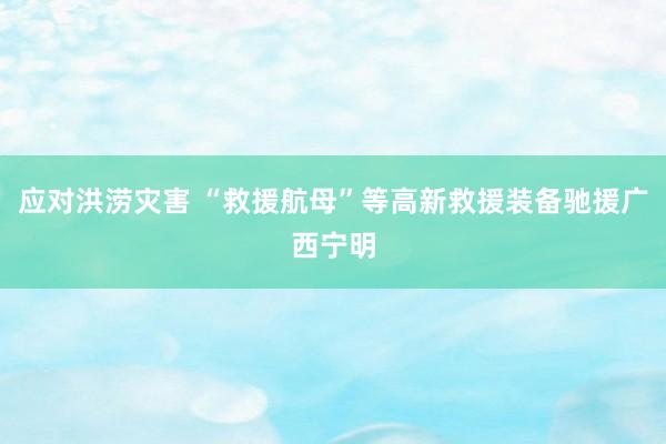 应对洪涝灾害 “救援航母”等高新救援装备驰援广西宁明