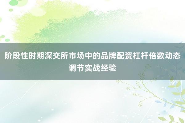 阶段性时期深交所市场中的品牌配资杠杆倍数动态调节实战经验