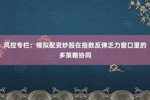 风控专栏：模拟配资炒股在指数反弹乏力窗口里的多策略协同
