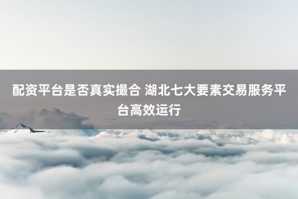 配资平台是否真实撮合 湖北七大要素交易服务平台高效运行