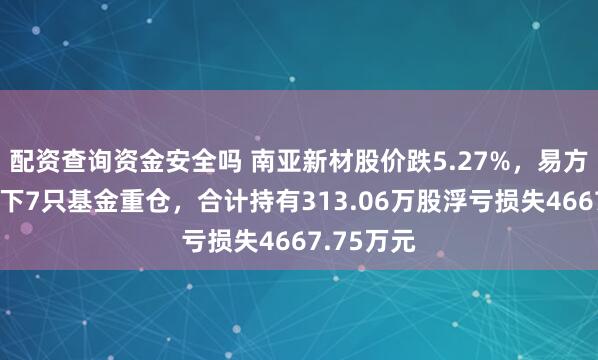 配资查询资金安全吗 南亚新材股价跌5.27%，易方达基金旗下7只基金重仓，合计持有313.06万股浮亏损失4667.75万元