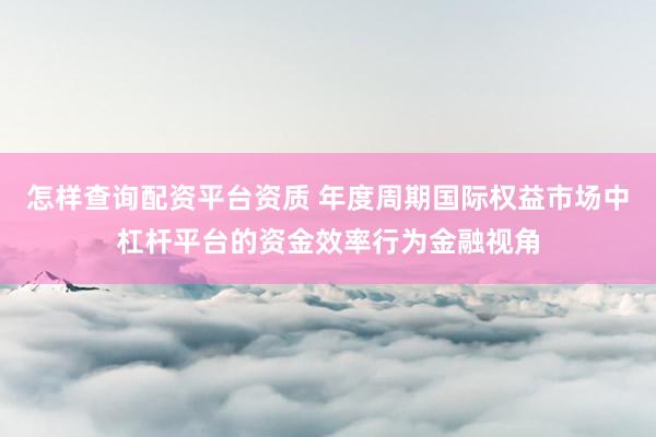 怎样查询配资平台资质 年度周期国际权益市场中杠杆平台的资金效率行为金融视角