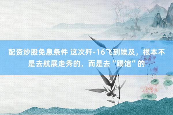 配资炒股免息条件 这次歼-16飞到埃及，根本不是去航展走秀的，而是去“踢馆”的