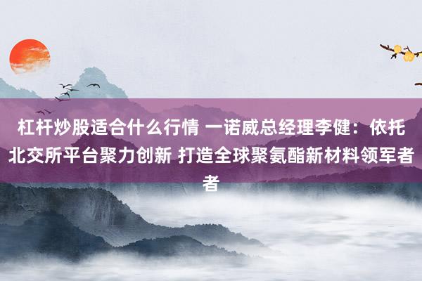 杠杆炒股适合什么行情 一诺威总经理李健：依托北交所平台聚力创新 打造全球聚氨酯新材料领军者