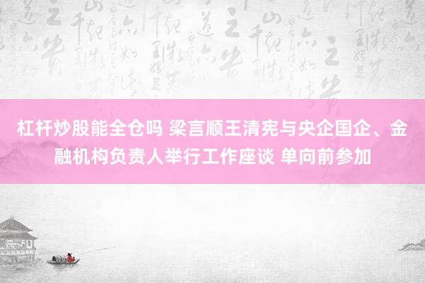 杠杆炒股能全仓吗 梁言顺王清宪与央企国企、金融机构负责人举行工作座谈 单向前参加