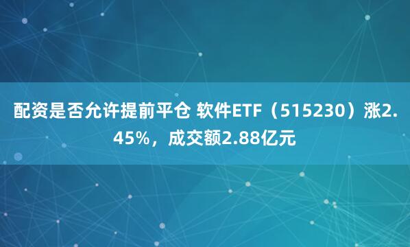 配资是否允许提前平仓 软件ETF（515230）涨2.45%，成交额2.88亿元