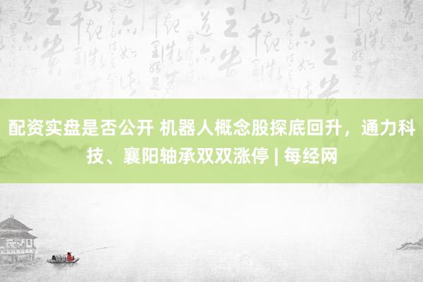 配资实盘是否公开 机器人概念股探底回升，通力科技、襄阳轴承双双涨停 | 每经网