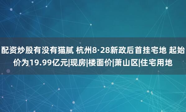 配资炒股有没有猫腻 杭州8·28新政后首挂宅地 起始价为19.99亿元|现房|楼面价|萧山区|住宅用地