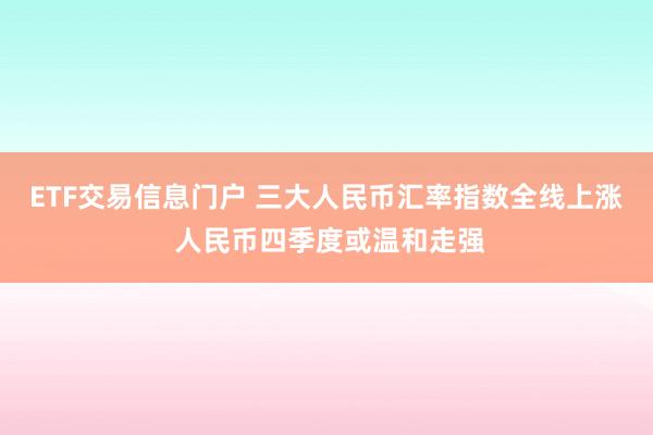 ETF交易信息门户 三大人民币汇率指数全线上涨 人民币四季度或温和走强