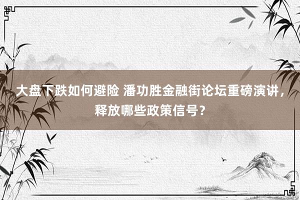 大盘下跌如何避险 潘功胜金融街论坛重磅演讲，释放哪些政策信号？